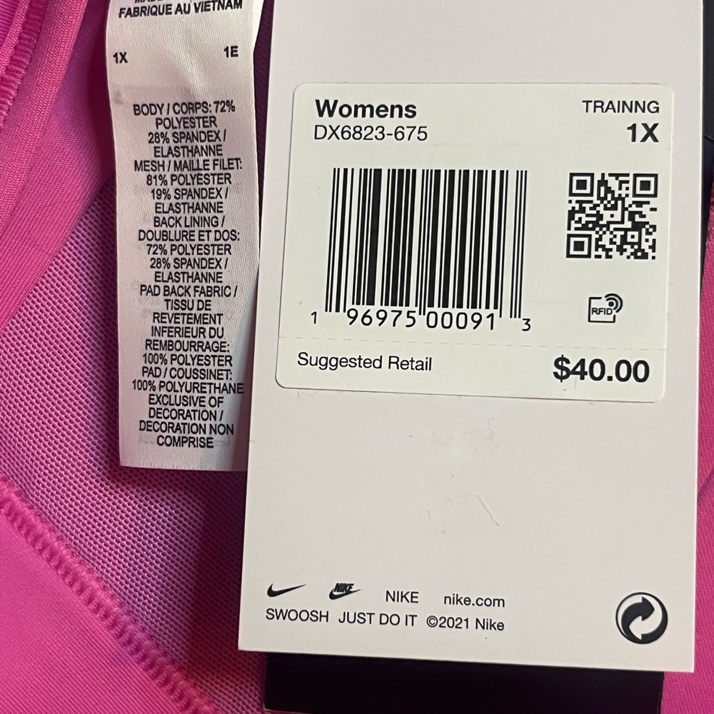 Nike Swoosh Women’s 1X Medium Support Padded Racerback Sports Bra Playful Pink - Picture 5 of 9